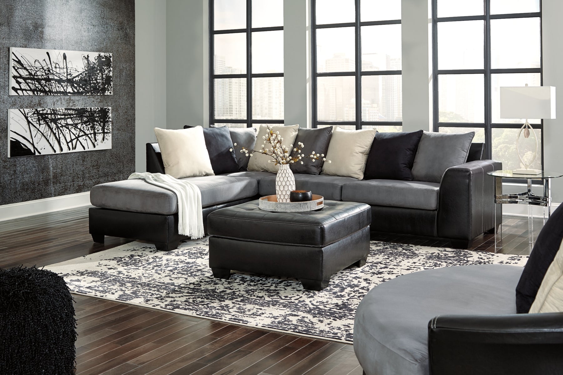[SPECIAL] Jacurso Charcoal Oversized Ottoman - 9980408 - Luna Furniture - Dallas Store