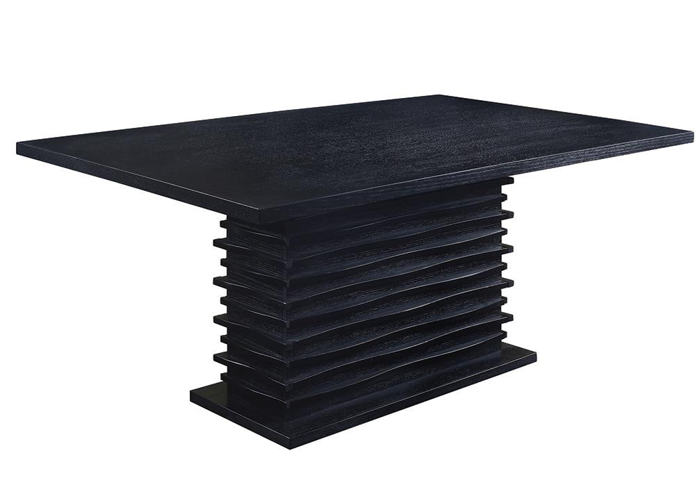 Stanton Black Rectangle Pedestal Dining Table - 102061 - Luna Furniture - Dallas Store
