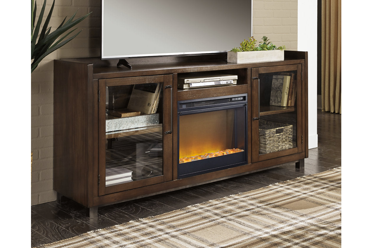 Starmore Brown 70" TV Stand with Electric Fireplace - SET | W100-02 | W633-68 - Luna Furniture - Dallas Store