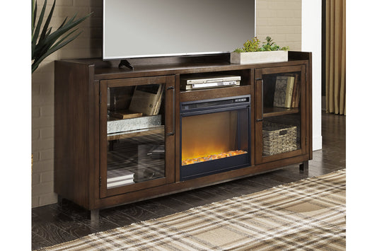 Starmore Brown 70" TV Stand with Electric Fireplace - SET | W100-02 | W633-68 - Luna Furniture - Dallas Store