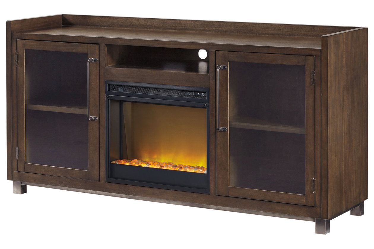 Starmore Brown 70" TV Stand with Electric Fireplace - SET | W100-02 | W633-68 - Luna Furniture - Dallas Store