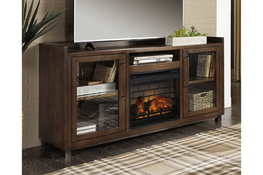Starmore Brown 70" TV Stand with Electric Fireplace - SET | W100-101 | W633-68 - Luna Furniture - Dallas Store