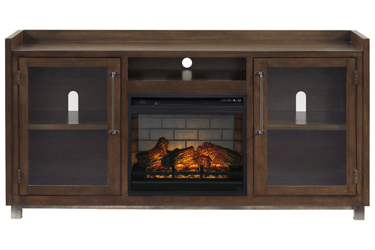 Starmore Brown 70" TV Stand with Electric Fireplace - SET | W100-101 | W633-68 - Luna Furniture - Dallas Store