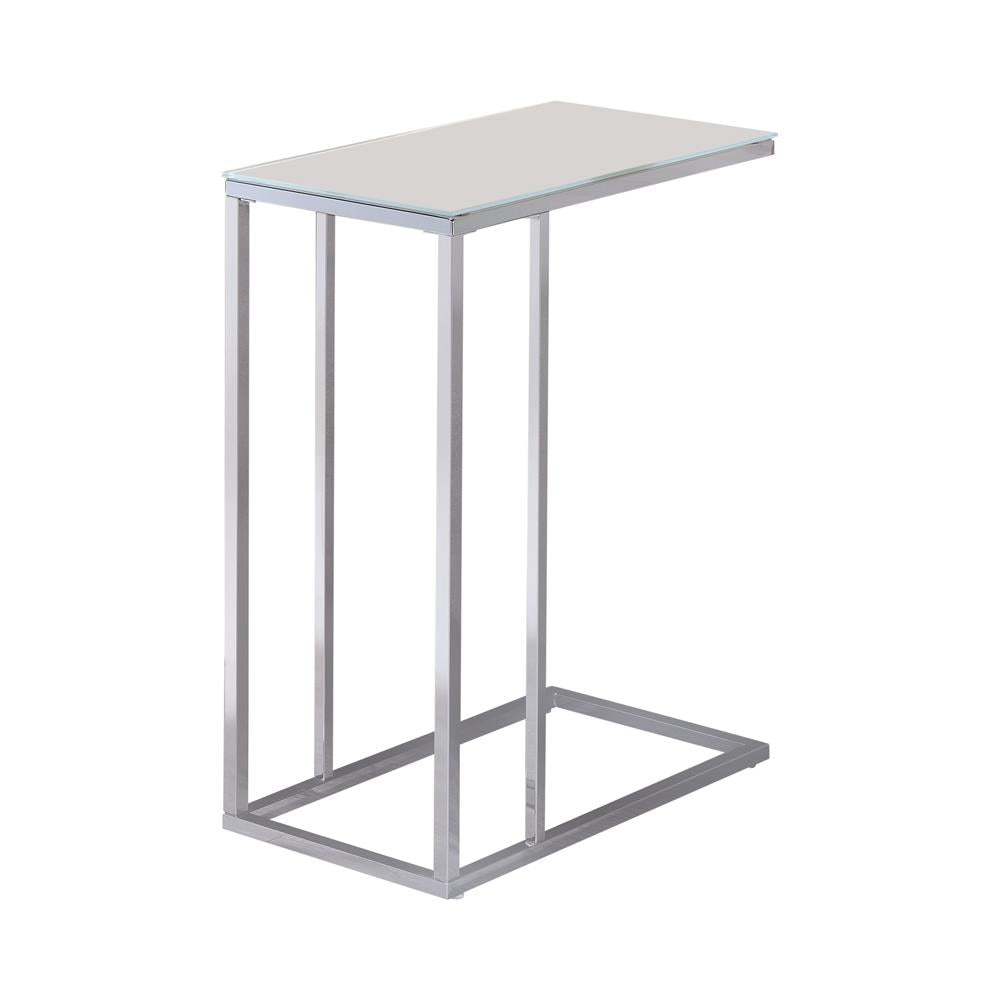 Stella Chrome/White Glass Top Accent Table - 900250 - Luna Furniture - Dallas Store