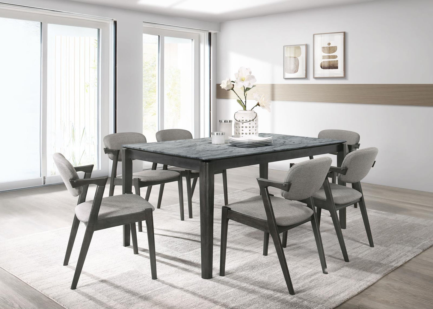 Stevie Brown Gray/Black Upholstered Side Chairs with Demi Arm, Set of 2 - 115112 - Luna Furniture - Dallas Store