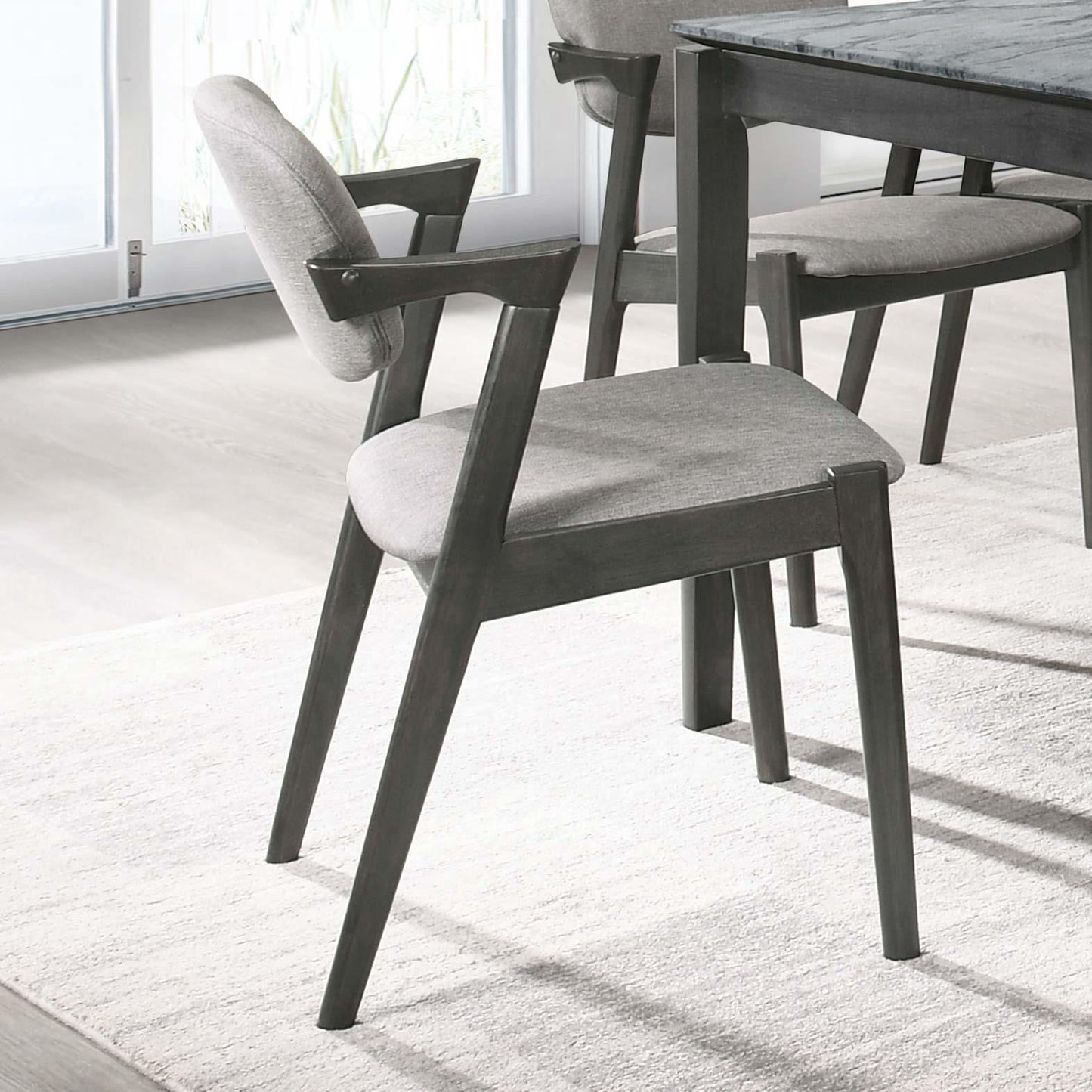 Stevie Brown Gray/Black Upholstered Side Chairs with Demi Arm, Set of 2 - 115112 - Luna Furniture - Dallas Store