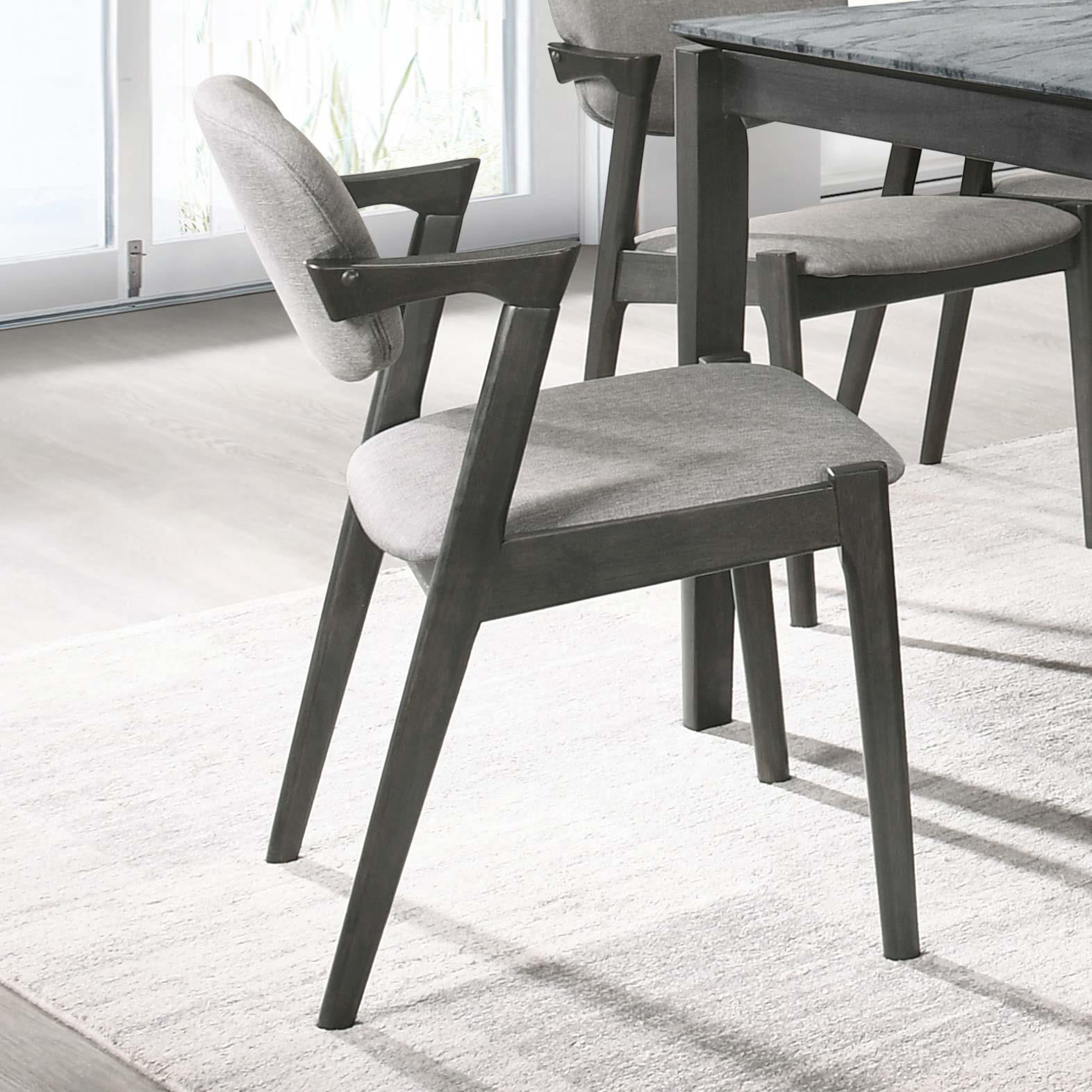 Stevie Brown Gray/Black Upholstered Side Chairs with Demi Arm, Set of 2 - 115112 - Luna Furniture - Dallas Store