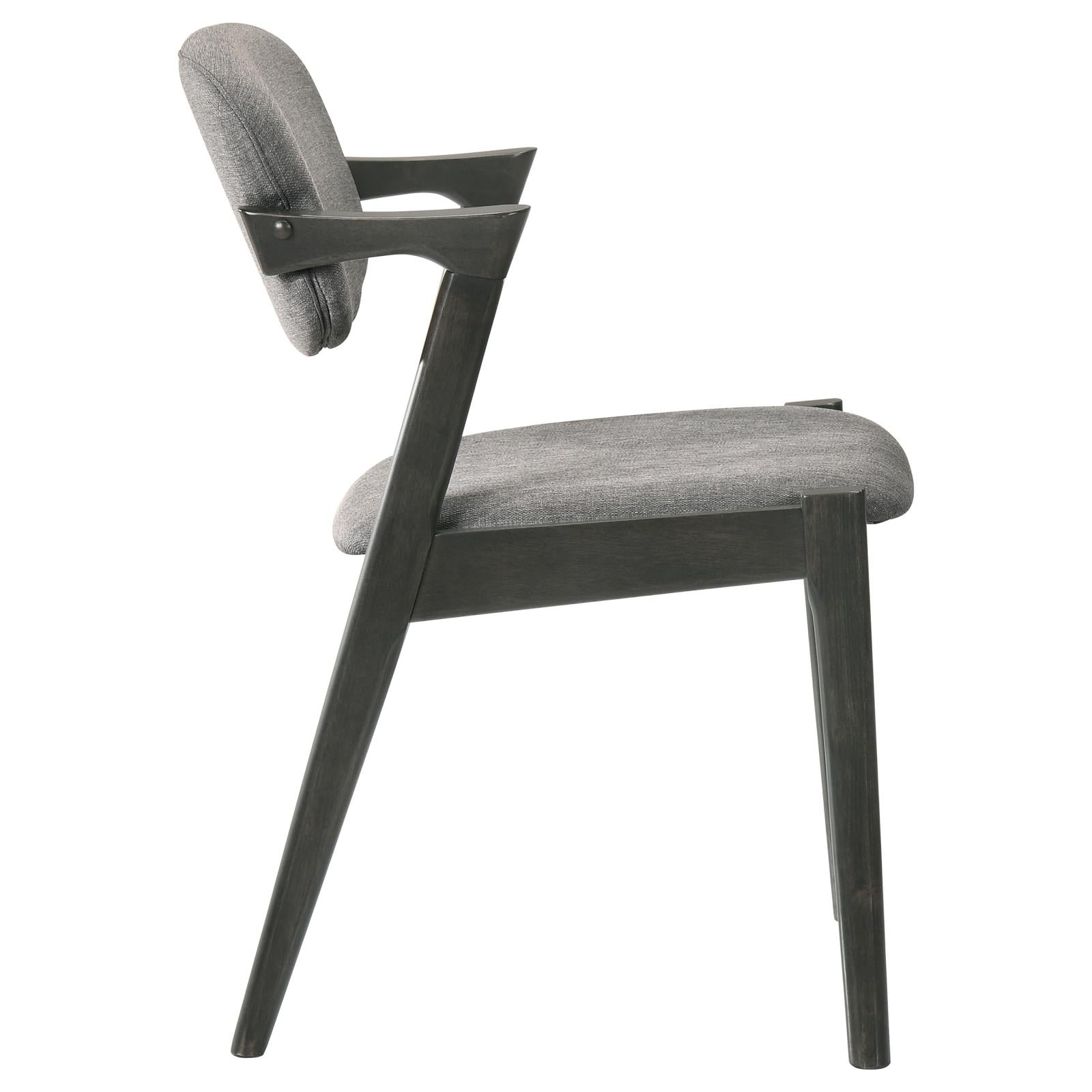 Stevie Brown Gray/Black Upholstered Side Chairs with Demi Arm, Set of 2 - 115112 - Luna Furniture - Dallas Store