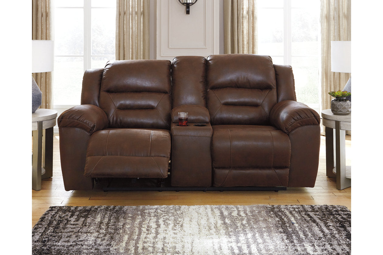 Stoneland Chocolate Power Reclining Loveseat with Console - 3990496 - Luna Furniture - Dallas Store