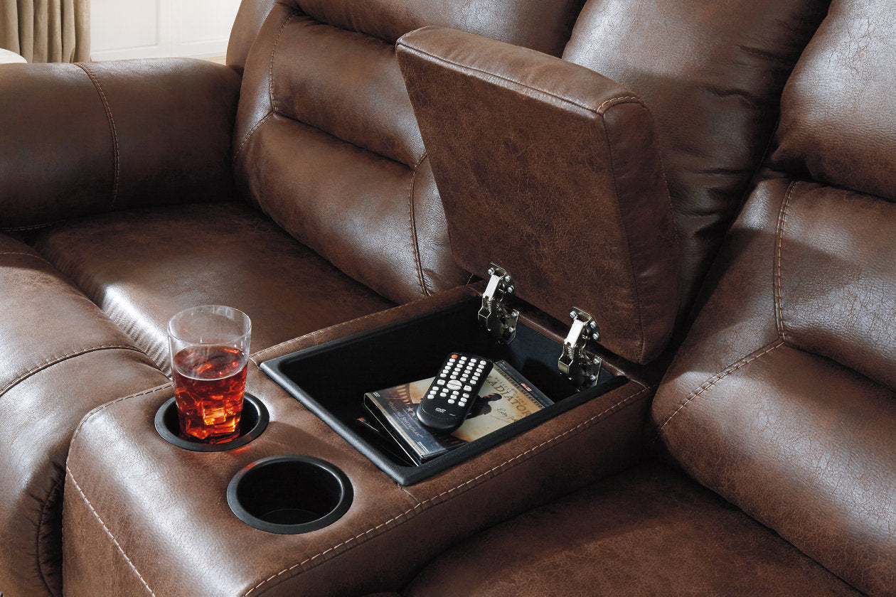 Stoneland Chocolate Power Reclining Loveseat with Console - 3990496 - Luna Furniture - Dallas Store