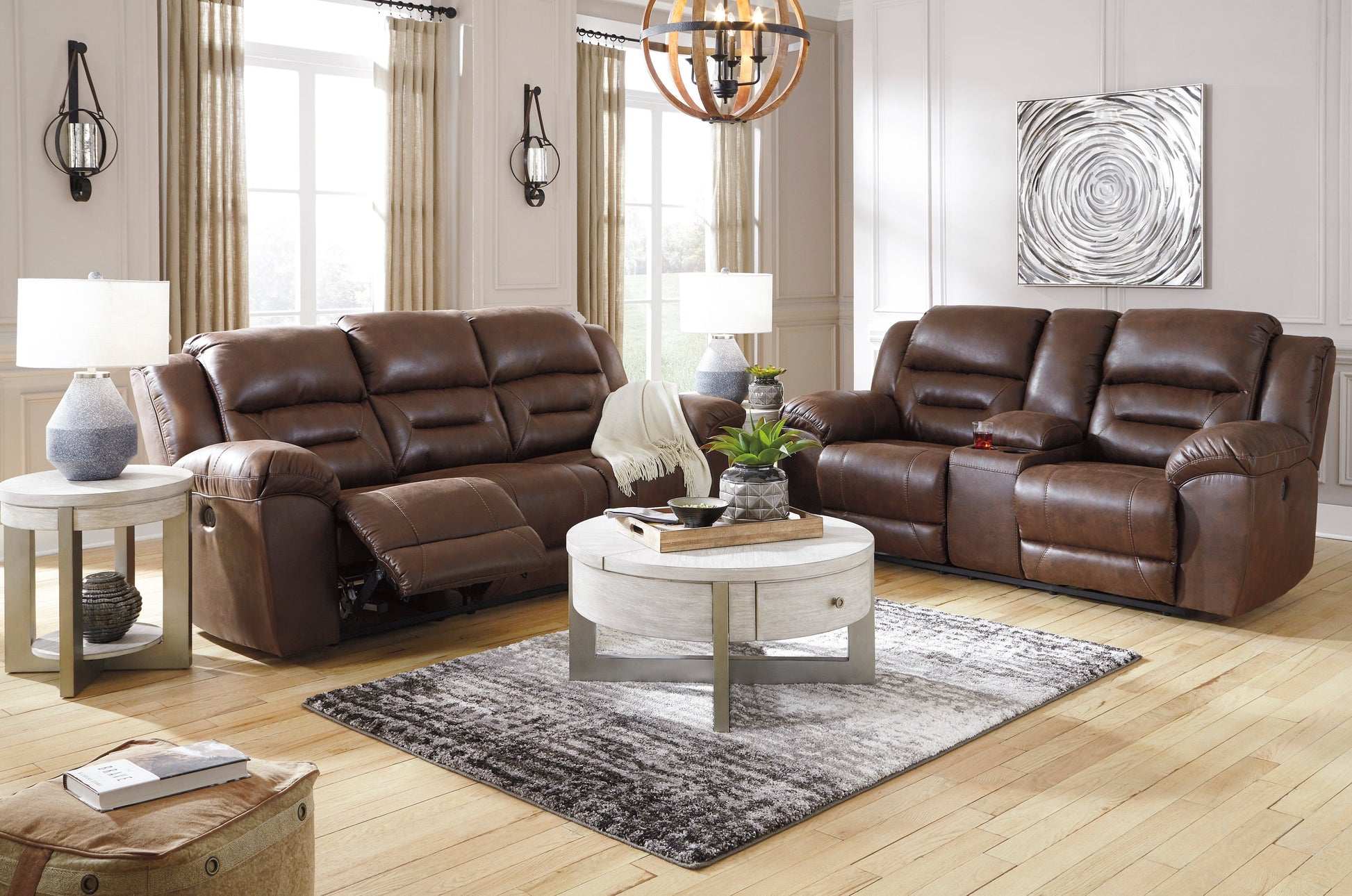 Stoneland Chocolate Reclining Living Room Set - SET | 3990488 | 3990494 - Luna Furniture - Dallas Store