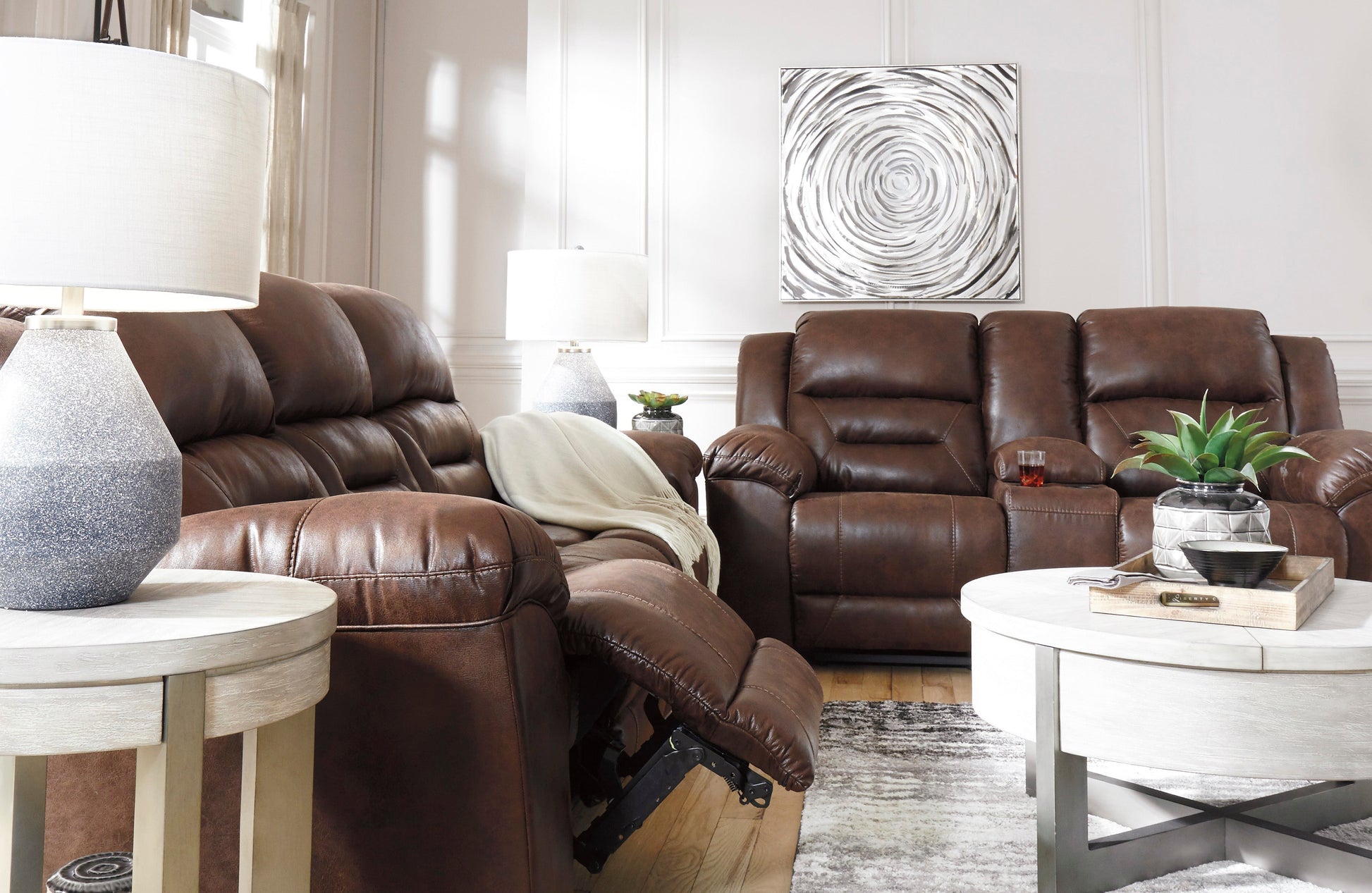 Stoneland Chocolate Reclining Living Room Set - SET | 3990488 | 3990494 - Luna Furniture - Dallas Store