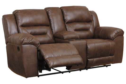 Stoneland Chocolate Reclining Loveseat with Console - 3990494 - Luna Furniture - Dallas Store