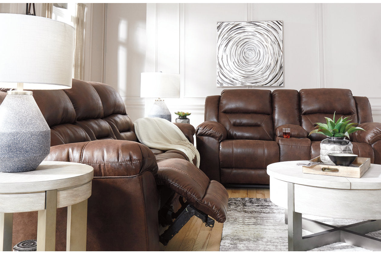 Stoneland Chocolate Reclining Loveseat with Console - 3990494 - Luna Furniture - Dallas Store