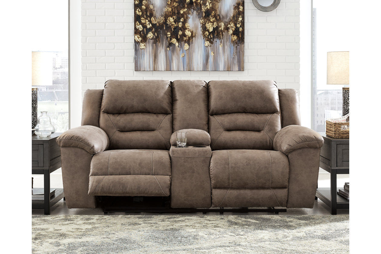 Stoneland Fossil Power Reclining Loveseat with Console - 3990596 - Luna Furniture - Dallas Store