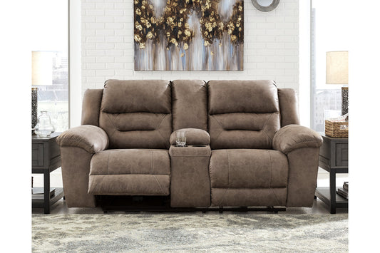 Stoneland Fossil Power Reclining Loveseat with Console - 3990596 - Luna Furniture - Dallas Store