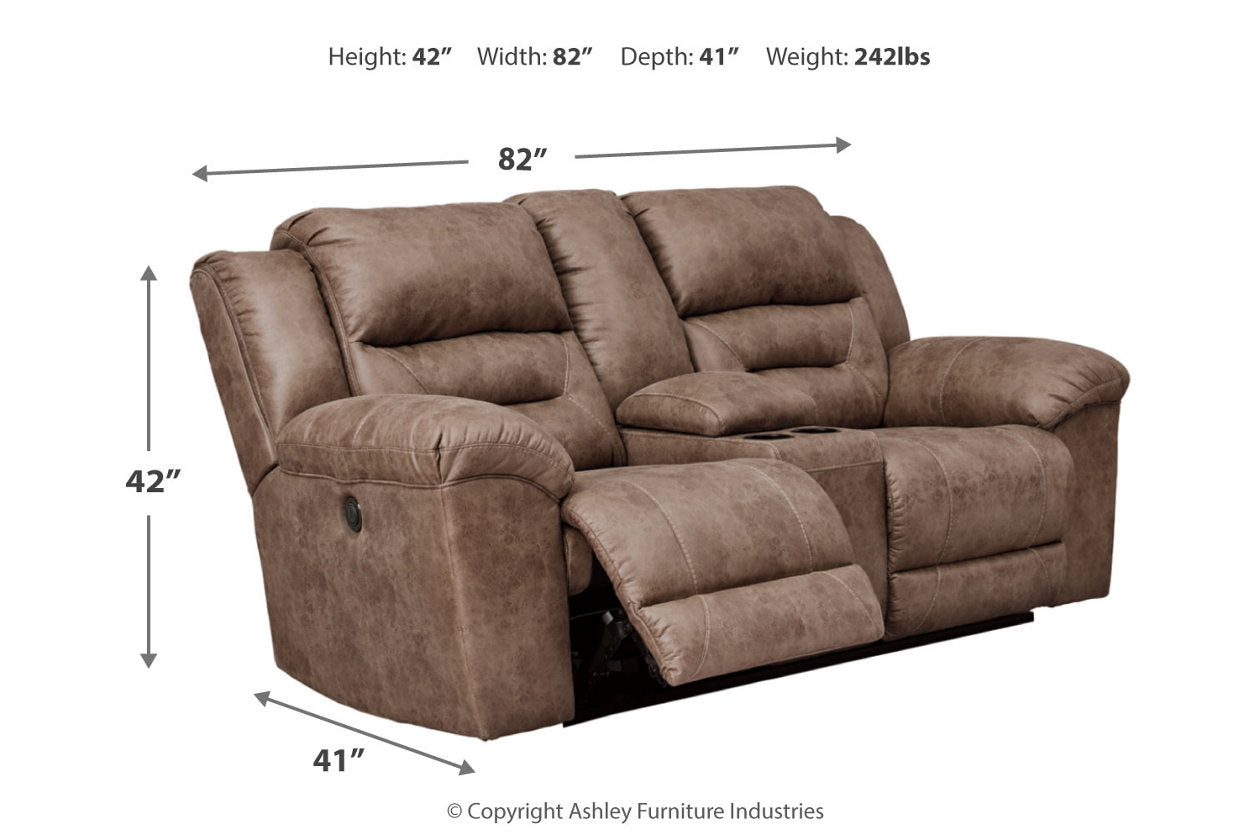 Stoneland Fossil Power Reclining Loveseat with Console - 3990596 - Luna Furniture - Dallas Store