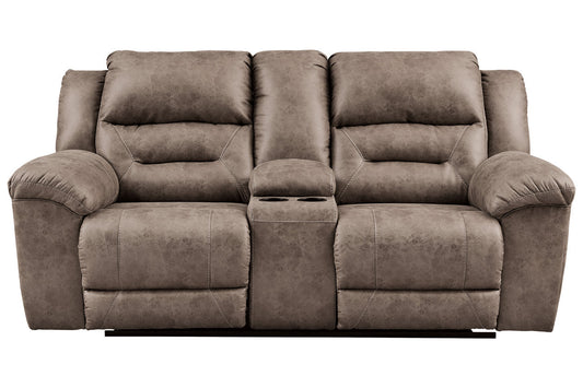 Stoneland Fossil Reclining Loveseat with Console - 3990594 - Luna Furniture - Dallas Store