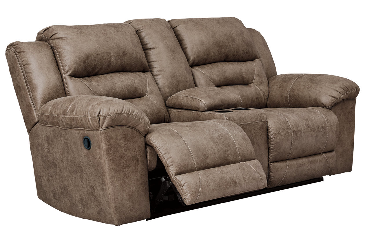 Stoneland Fossil Reclining Loveseat with Console - 3990594 - Luna Furniture - Dallas Store