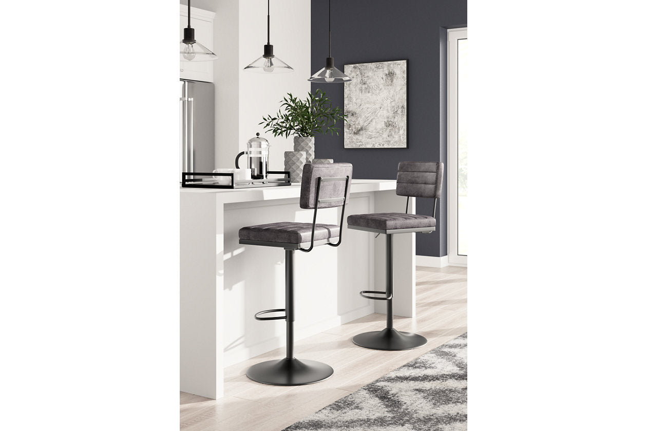 Strumford Gray/Black Bar Height Barstool, Set of 2 - D119-630 - Luna Furniture - Dallas Store
