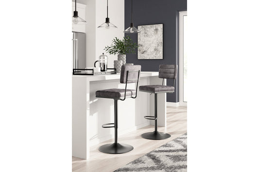 Strumford Gray/Black Bar Height Barstool, Set of 2 - D119-630 - Luna Furniture - Dallas Store
