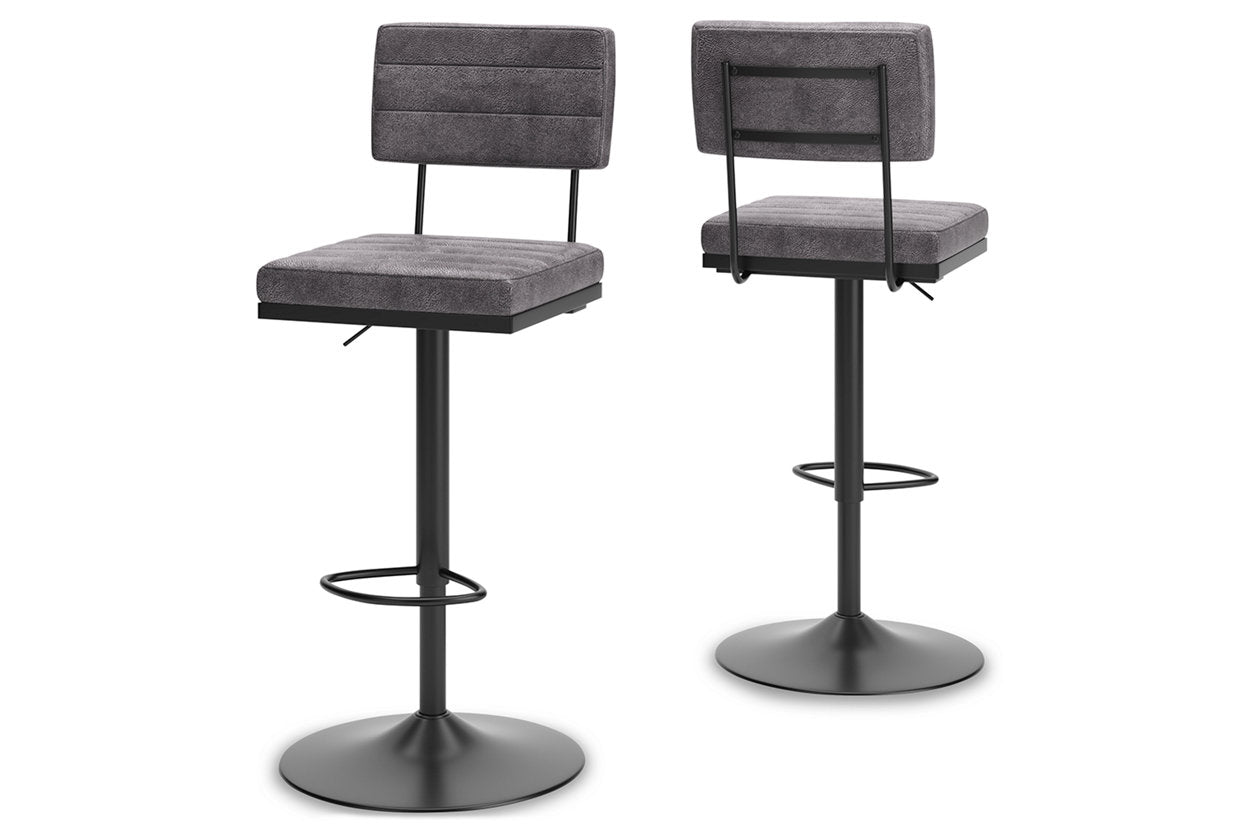 Strumford Gray/Black Bar Height Barstool, Set of 2 - D119-630 - Luna Furniture - Dallas Store