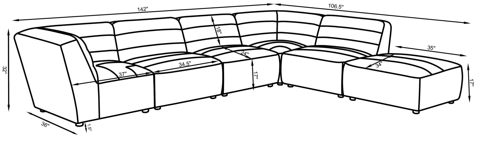 Sunny 6-Piece Upholstered Sectional Natural - 551621-SET - Luna Furniture - Dallas Store