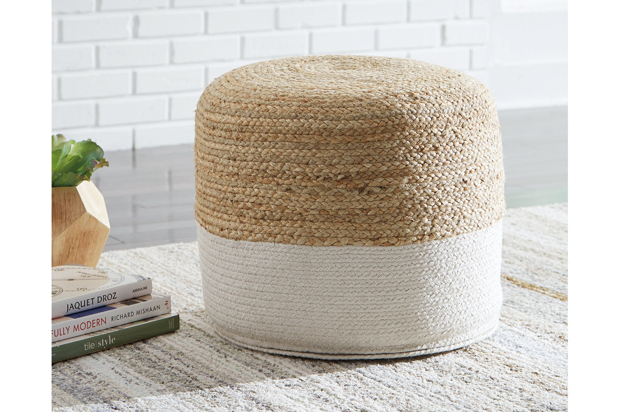 Sweed Valley Natural/White Pouf - A1000420 - Luna Furniture - Dallas Store