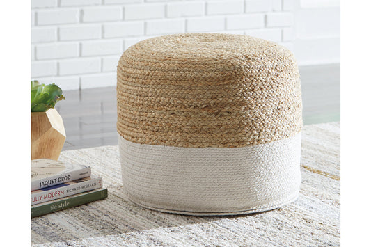 Sweed Valley Natural/White Pouf - A1000420 - Luna Furniture - Dallas Store