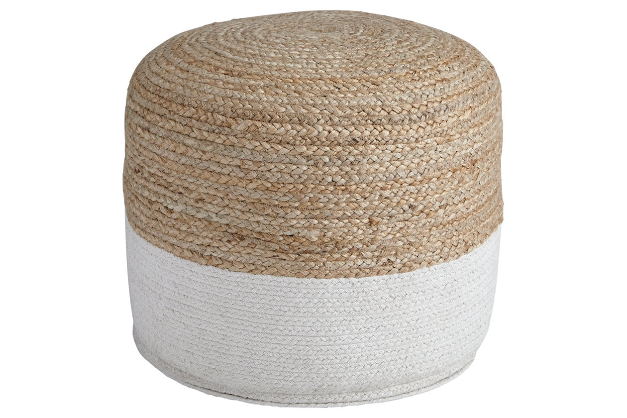 Sweed Valley Natural/White Pouf - A1000420 - Luna Furniture - Dallas Store