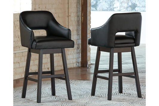 Tallenger Black/Dark Brown Bar Height Barstool, Set of 2 - D380-930 - Luna Furniture - Dallas Store
