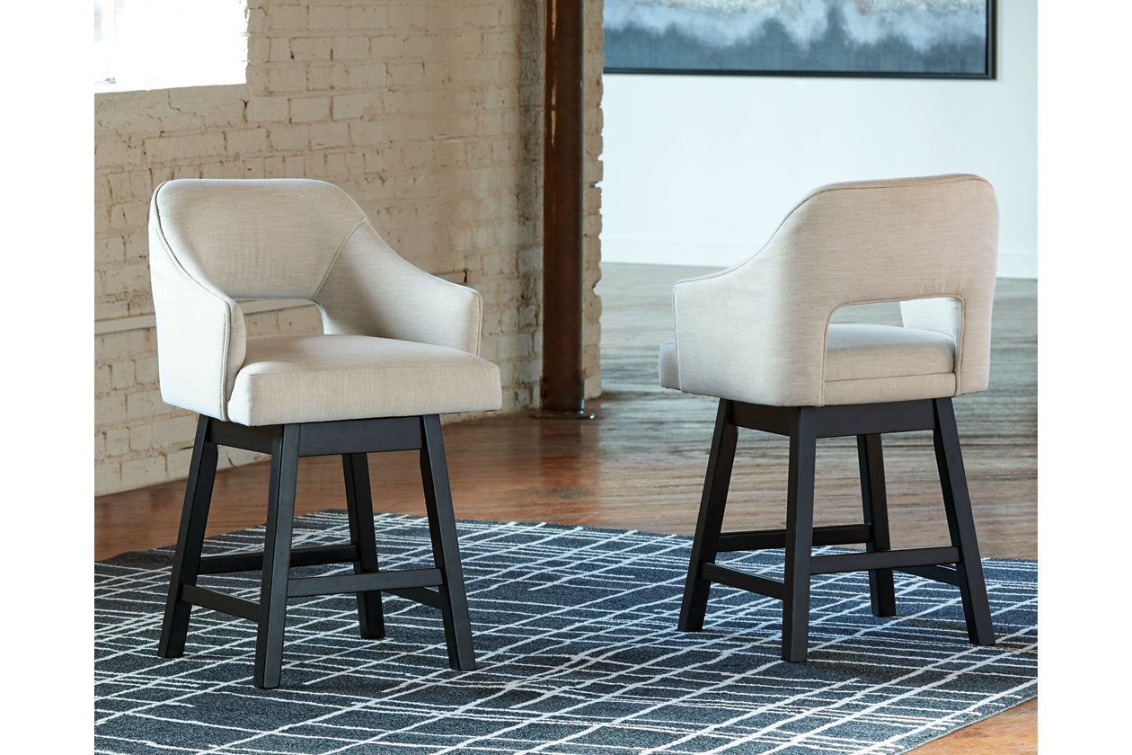 Tallenger Linen/Brown Counter Height Barstool, Set of 2 - D380-724 - Luna Furniture - Dallas Store