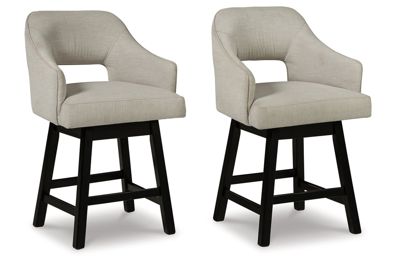 Tallenger Linen/Brown Counter Height Barstool, Set of 2 - D380-724 - Luna Furniture - Dallas Store