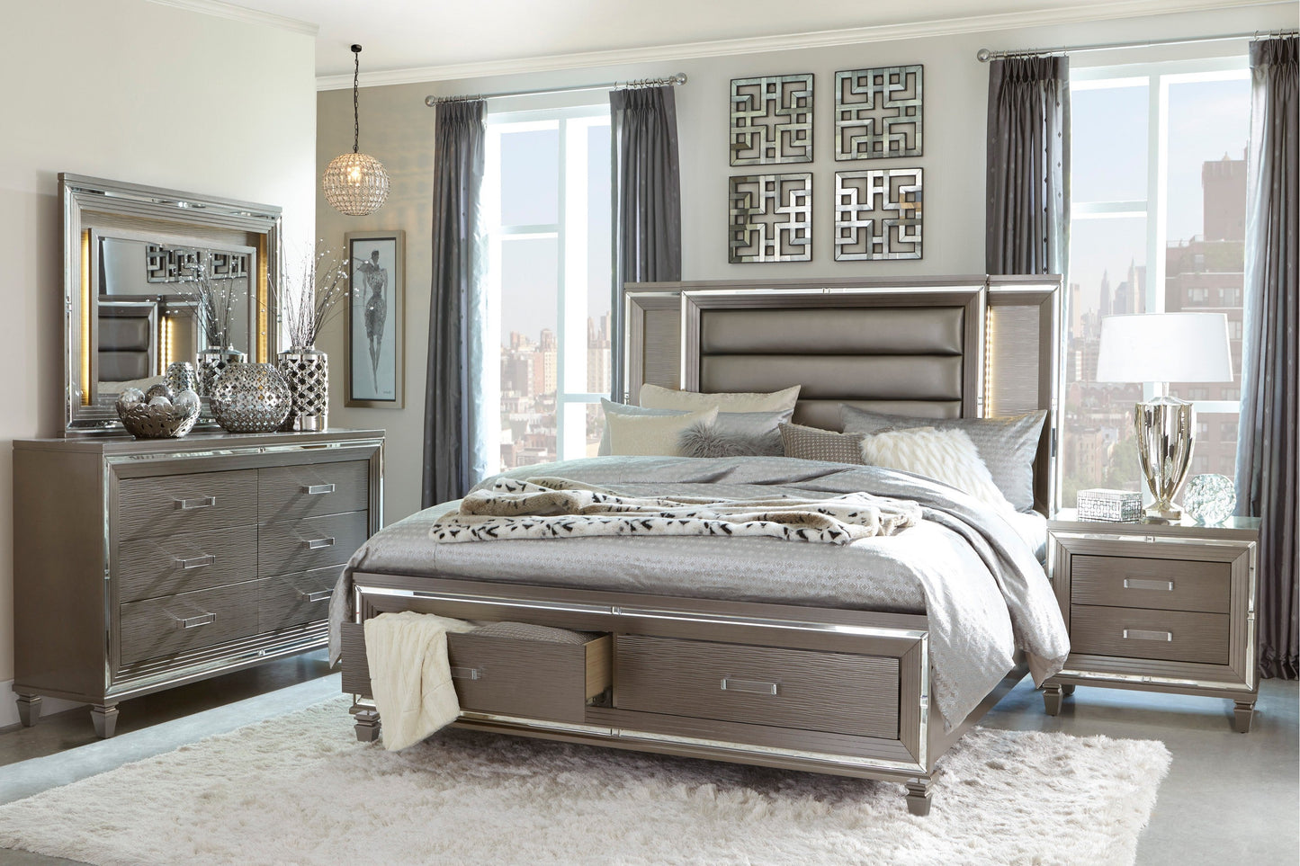 Tamsin Silver/Gray Metallic Dresser - 1616-5 - Luna Furniture - Dallas Store