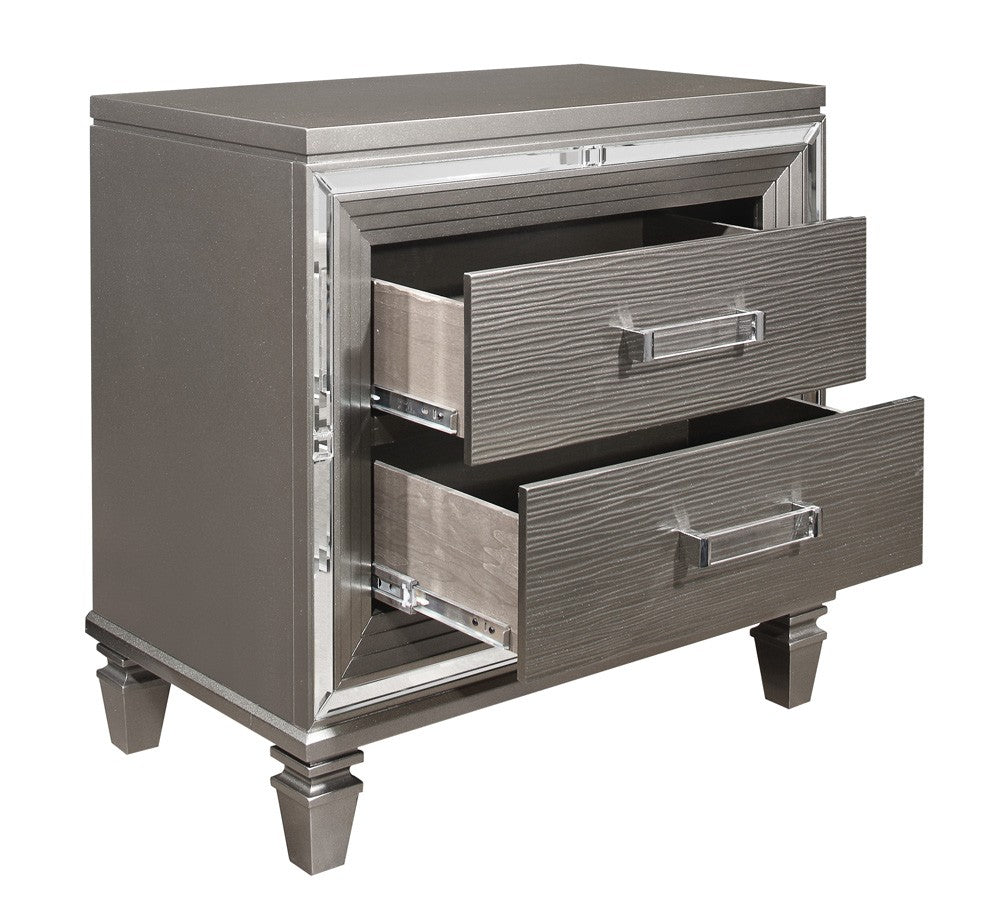 Tamsin Silver/Gray Metallic Nightstand - 1616-4 - Luna Furniture - Dallas Store