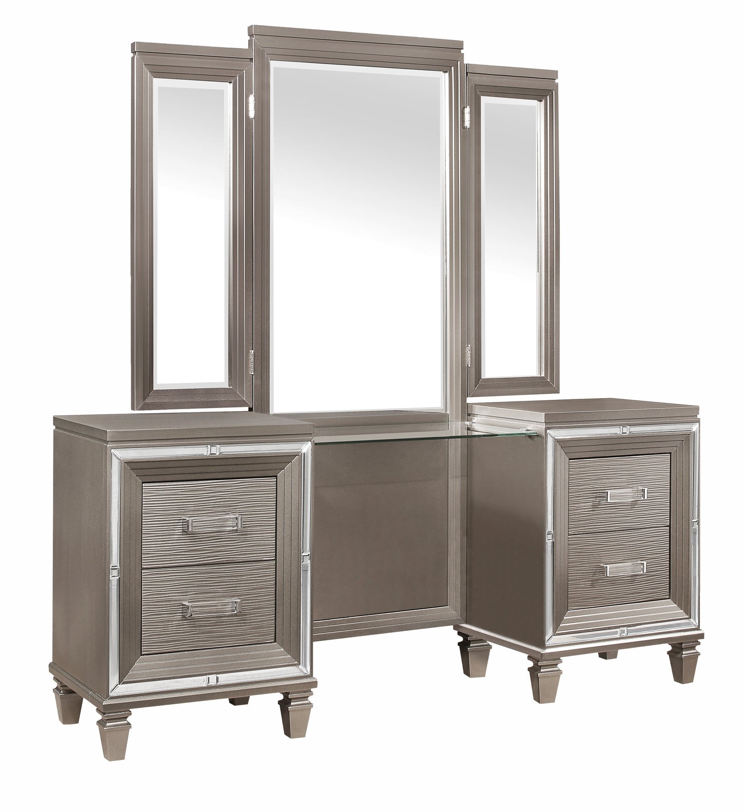 Tamsin Silver/Gray Metallic Vanity Set - SET | 1616-15L | 1616-15R | 1616-15M - Luna Furniture - Dallas Store