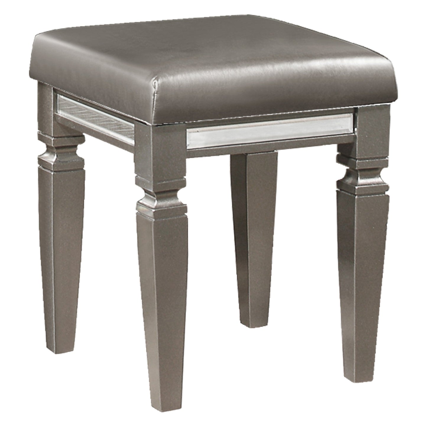 Tamsin Silver/Gray Metallic Vanity Stool - 1616-14 - Luna Furniture - Dallas Store