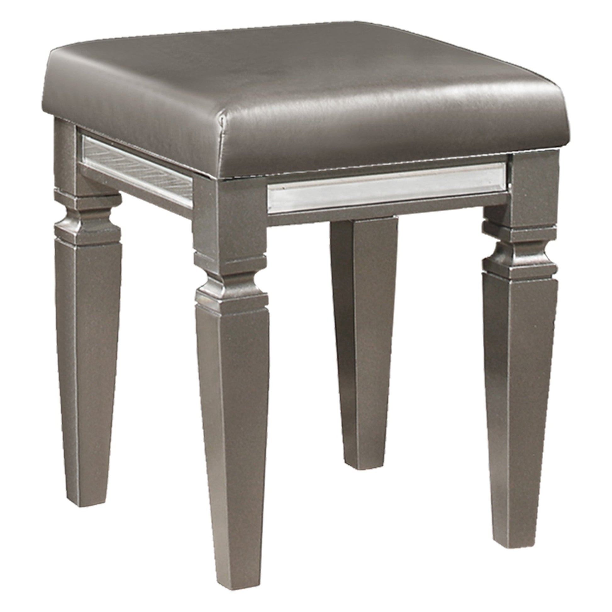 Tamsin Silver/Gray Metallic Vanity Stool - 1616-14 - Luna Furniture - Dallas Store