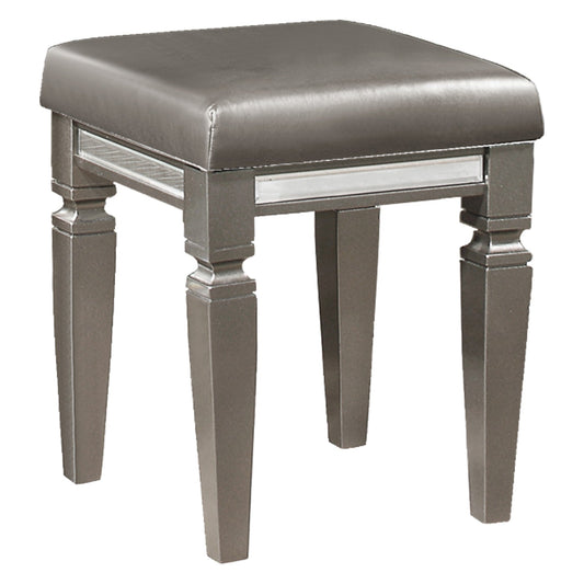 Tamsin Silver/Gray Metallic Vanity Stool - 1616-14 - Luna Furniture - Dallas Store