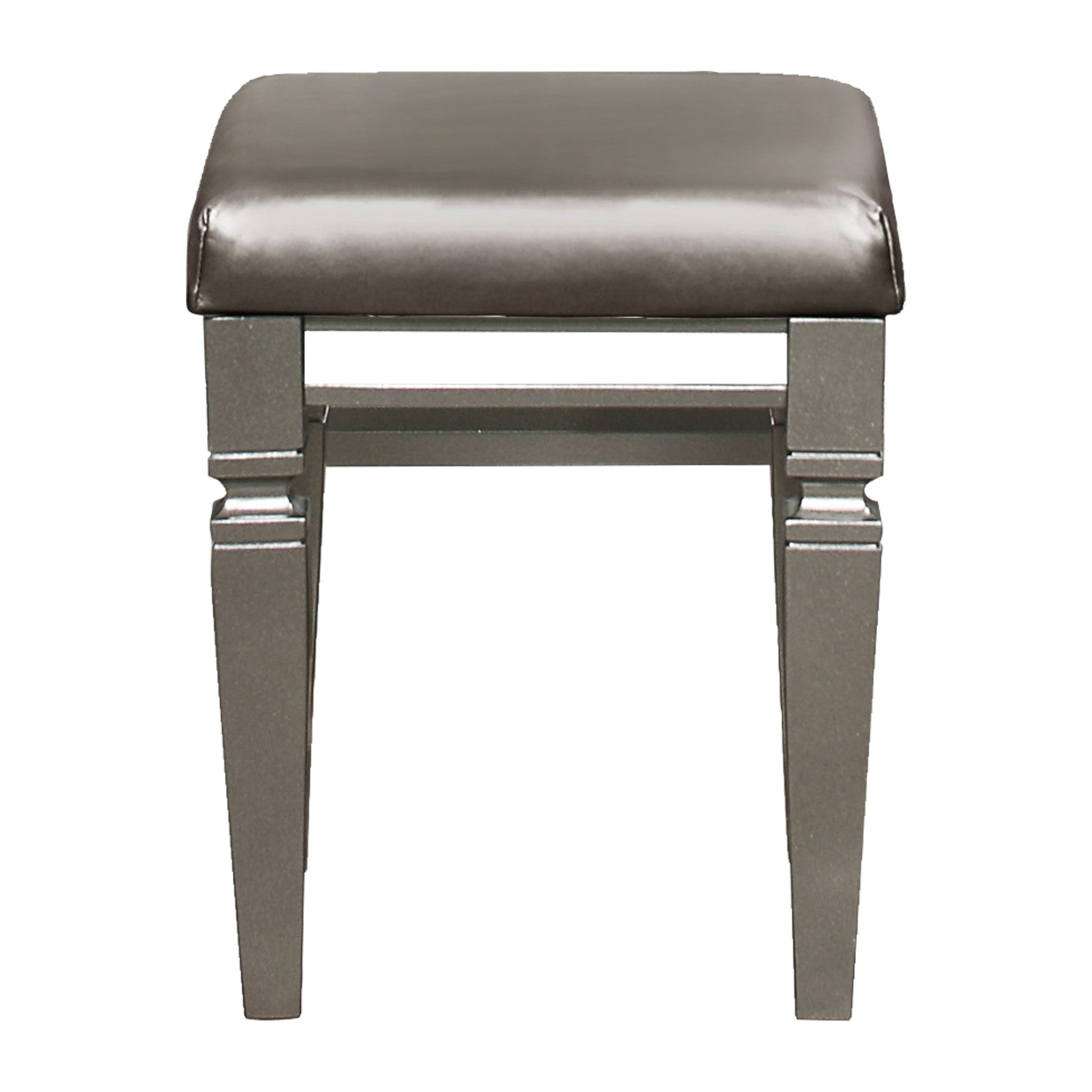 Tamsin Silver/Gray Metallic Vanity Stool - 1616-14 - Luna Furniture - Dallas Store