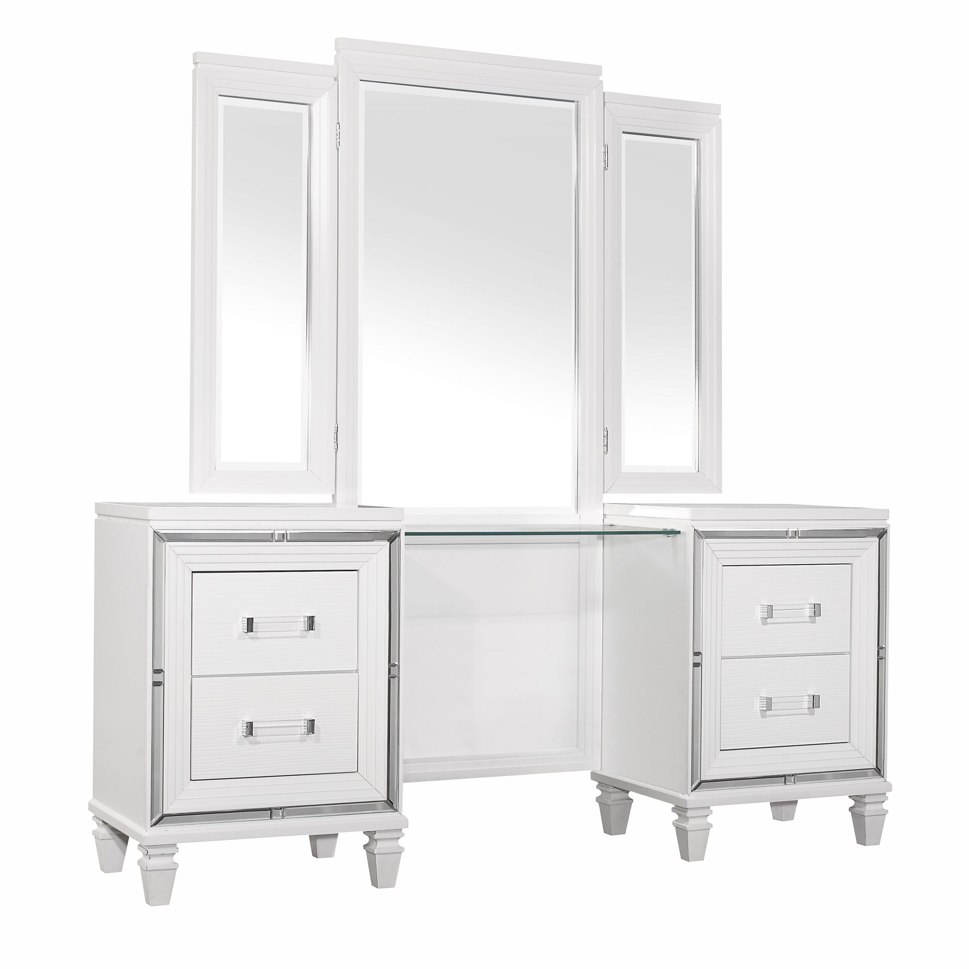 Tamsin White Vanity Set - SET | 1616W-15L | 1616W-15R | 1616W-15M - Luna Furniture - Dallas Store