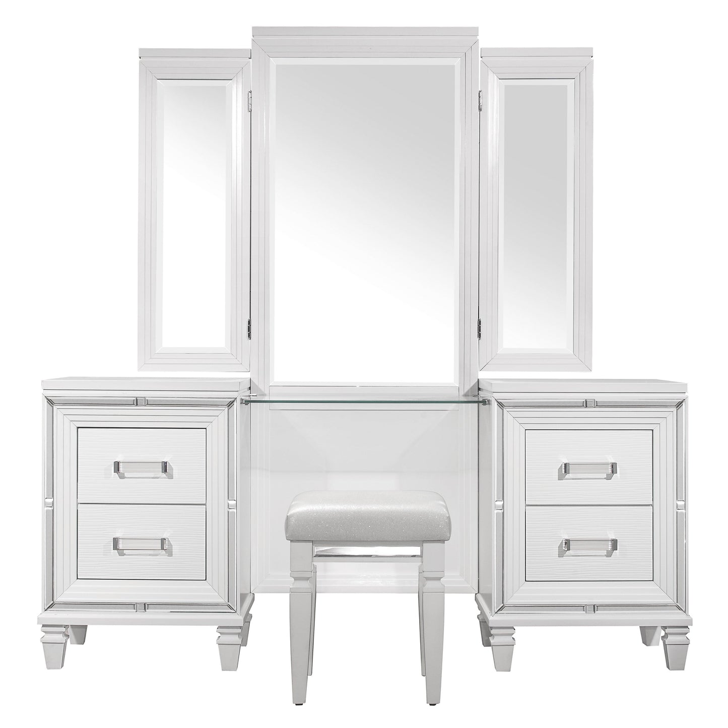 Tamsin White Vanity Set - SET | 1616W-15L | 1616W-15R | 1616W-15M - Luna Furniture - Dallas Store