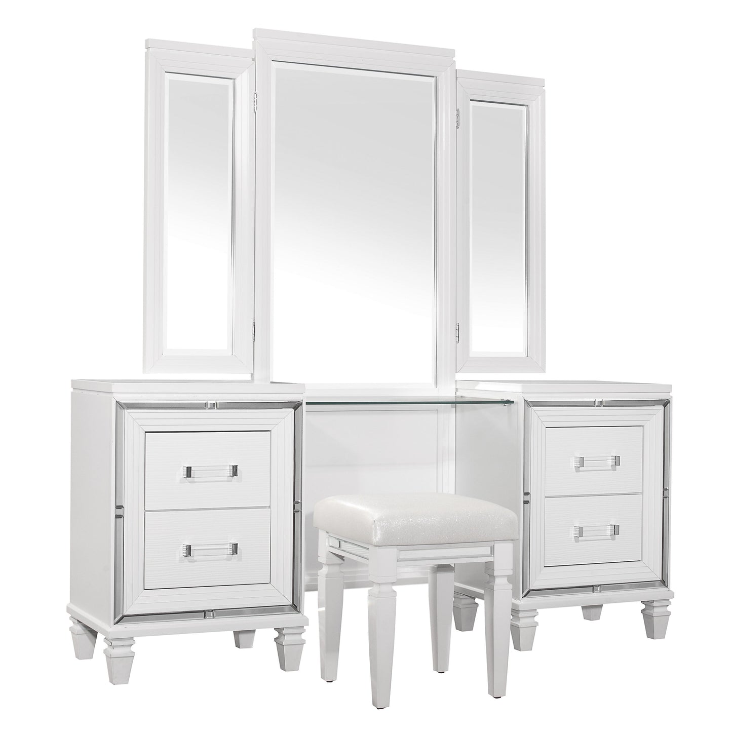 Tamsin White Vanity Set - SET | 1616W-15L | 1616W-15R | 1616W-15M - Luna Furniture - Dallas Store