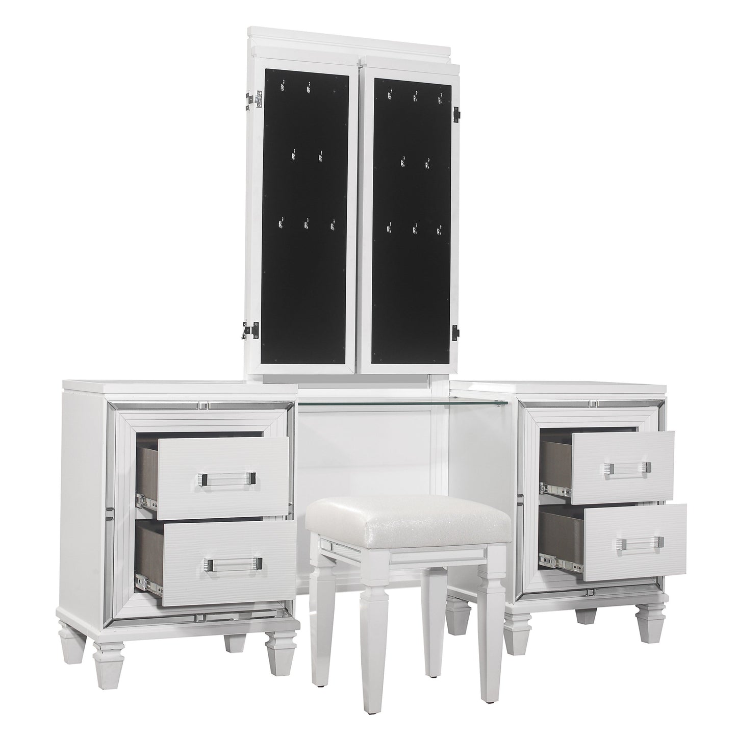 Tamsin White Vanity Set - SET | 1616W-15L | 1616W-15R | 1616W-15M - Luna Furniture - Dallas Store