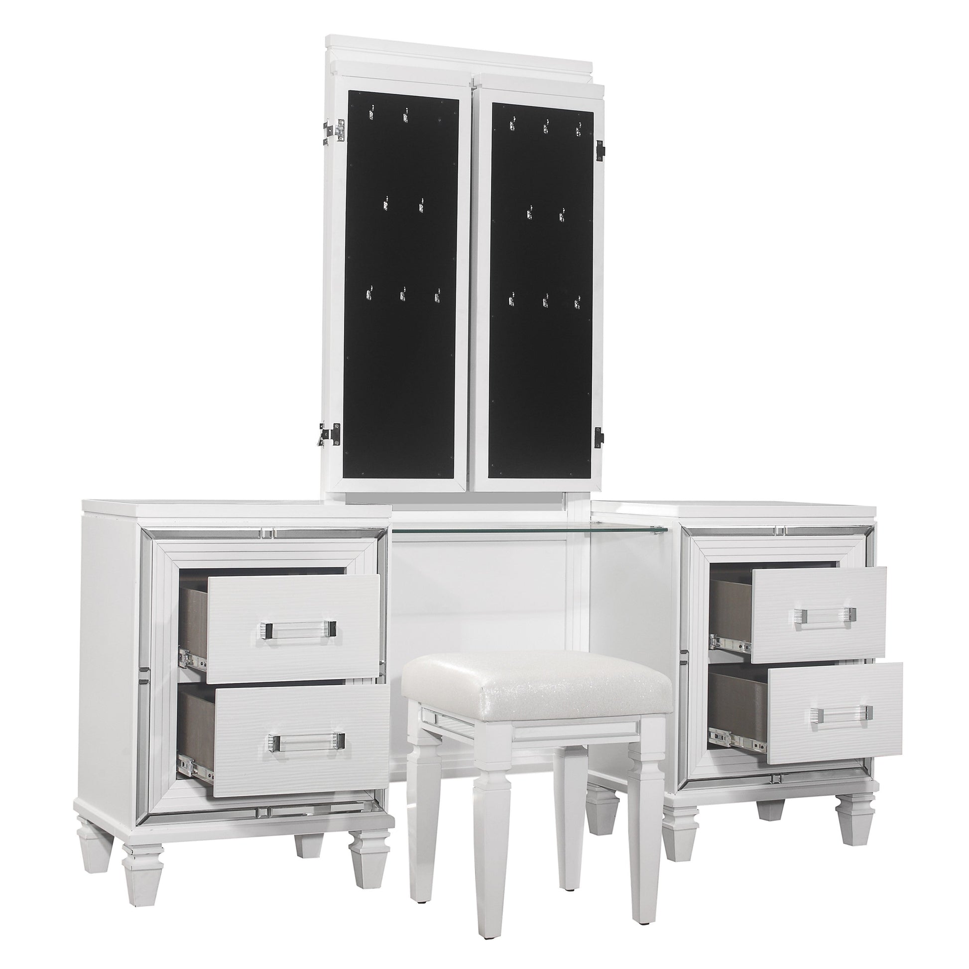 Tamsin White Vanity Set - SET | 1616W-15L | 1616W-15R | 1616W-15M - Luna Furniture - Dallas Store
