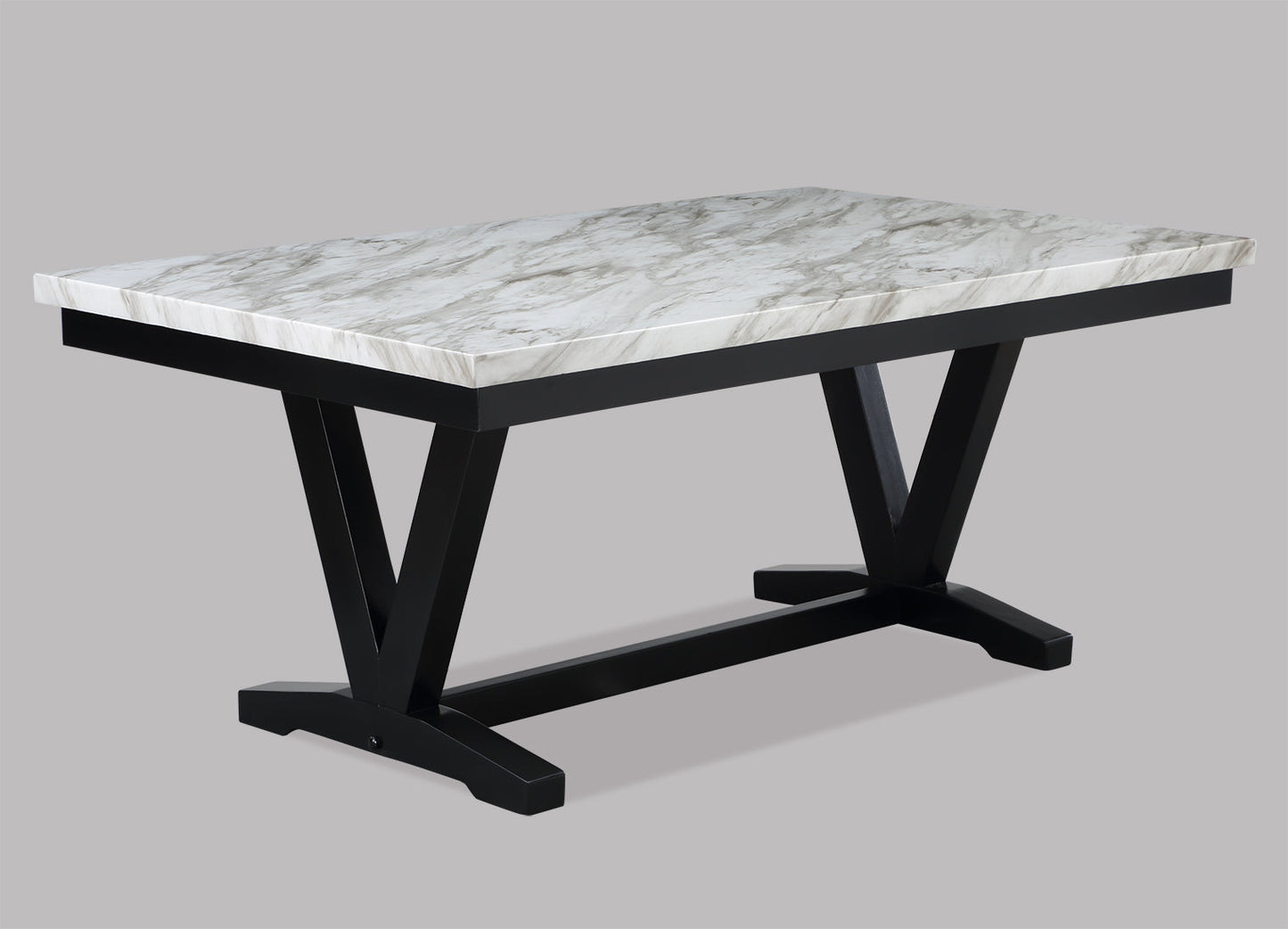 Tanner White/Black Faux Marble Dining Set - SET | 2222T-4272-WH | 2222S(3) - Luna Furniture - Dallas Store
