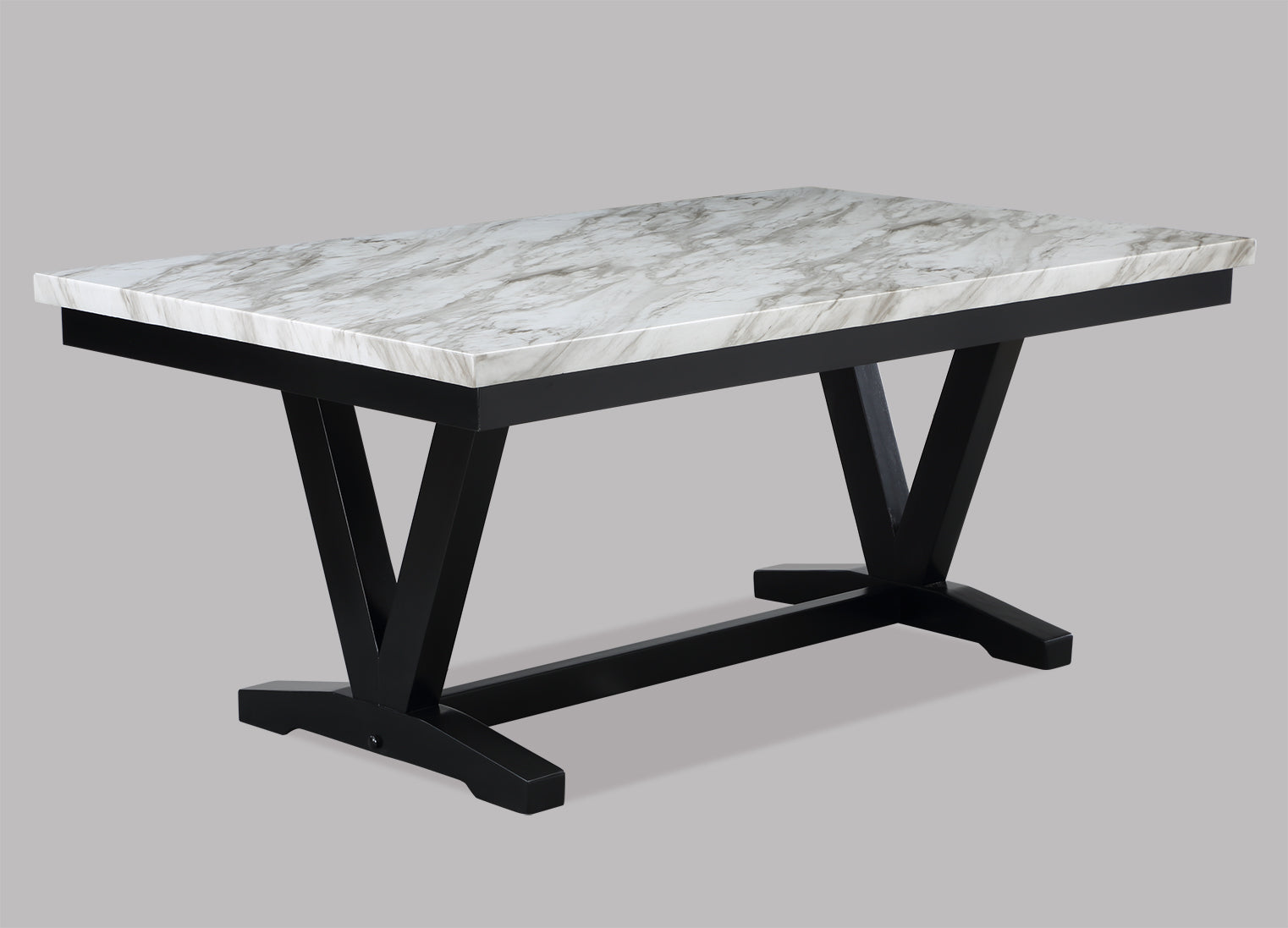 Tanner White/Black Faux Marble Dining Set - SET | 2222T-4272-WH | 2222S(3) - Luna Furniture - Dallas Store