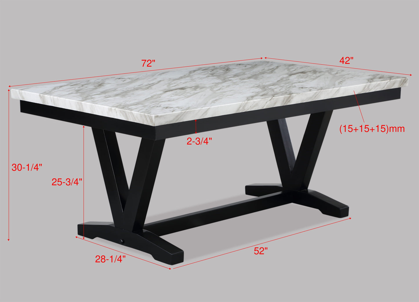 Tanner White/Black Faux Marble Dining Set - SET | 2222T-4272-WH | 2222S(3) - Luna Furniture - Dallas Store