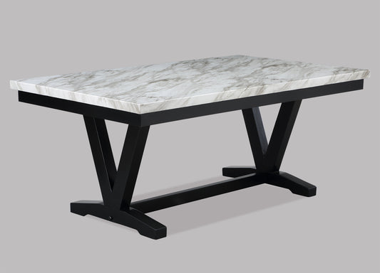 Tanner White/Black Faux Marble Dining Table - 2222T-4272-WH - Luna Furniture - Dallas Store
