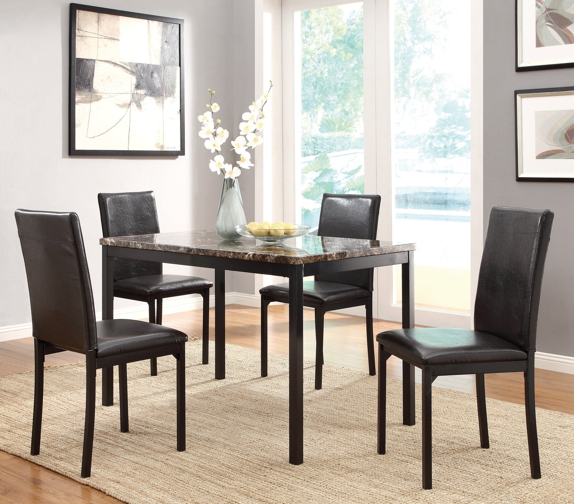 Tempe Brown/Black Marble-Top Dining Table - 2601-48 - Luna Furniture - Dallas Store